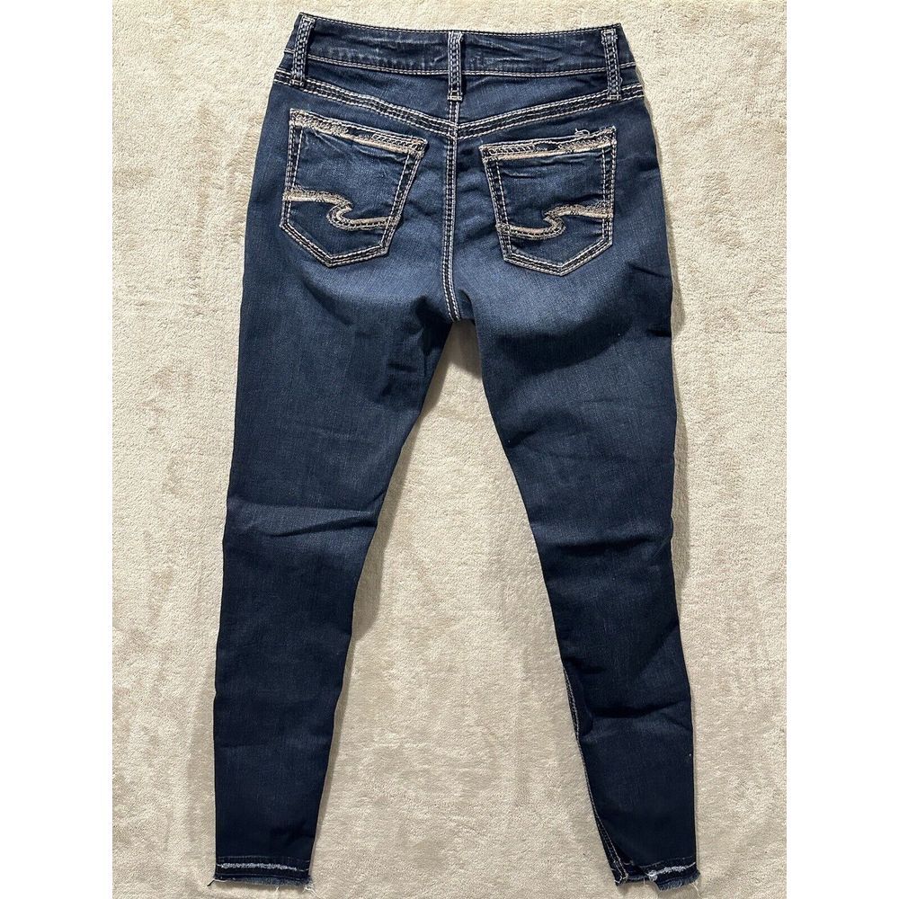 Silver Jeans Womens 27 Blue Suki Skinny Mid Rise Dark Wash Stretch Denim - Picture 7 of 15